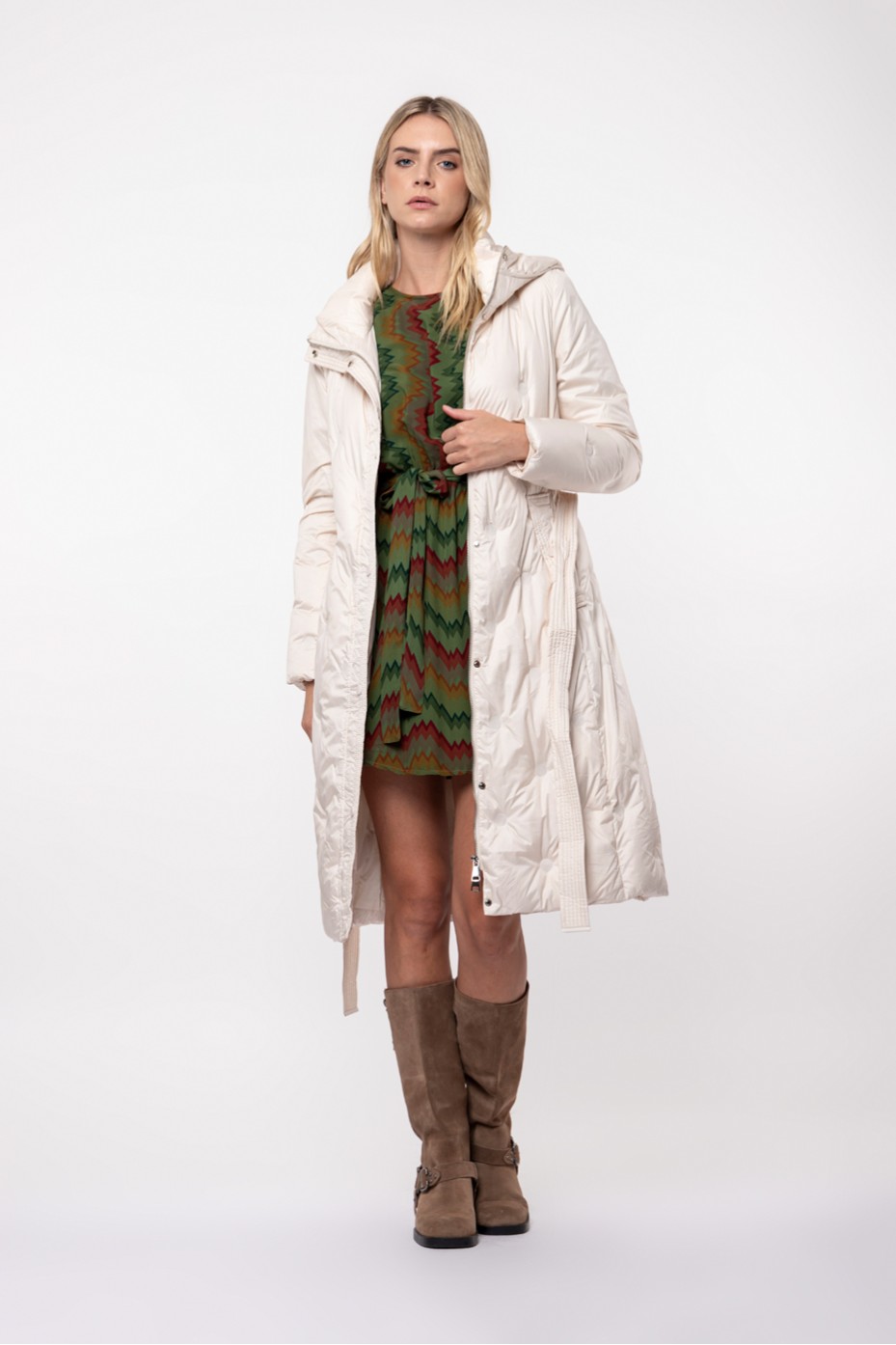 LONG PUFFER JACKET WITH BELT